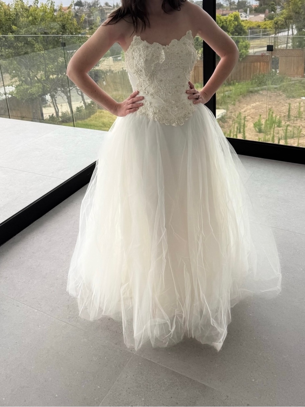 Vintage Wedding Dress with Lace detailed top and princess skirt